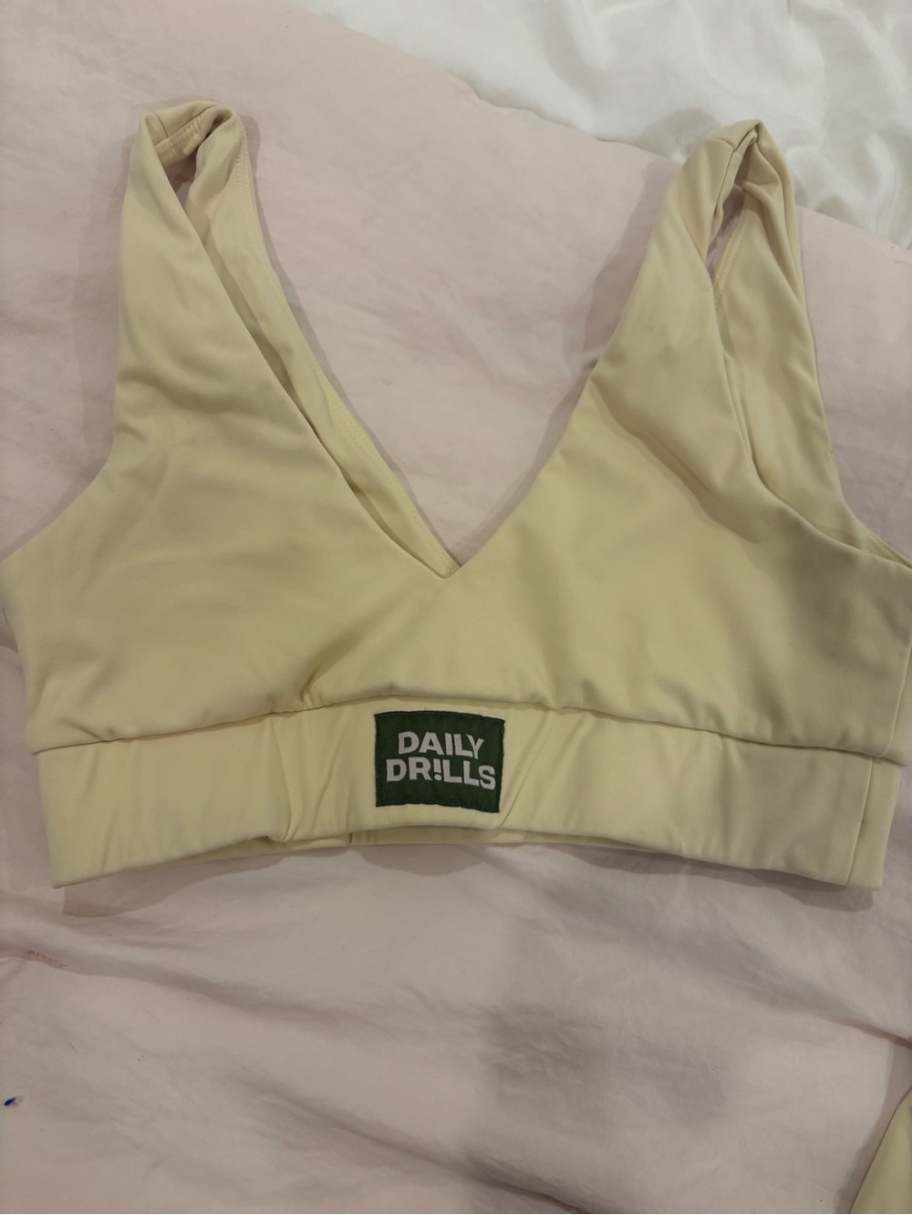 Daily Drills Cream V-Neck Workout Top and Biker Shorts Set